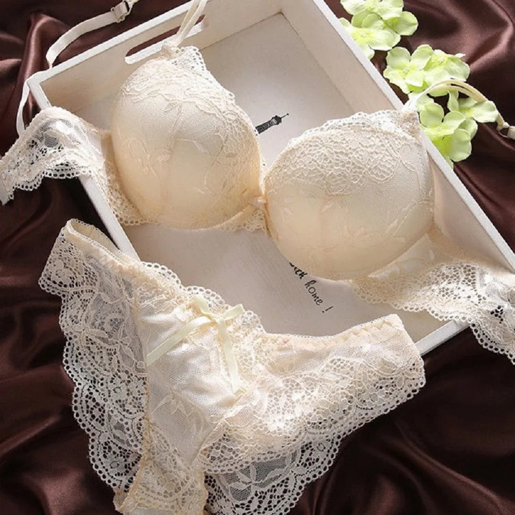 Newest Women's Push Up Embroidery Sexy Lace Floral Bra Sets Panties Underwear 5 Colors