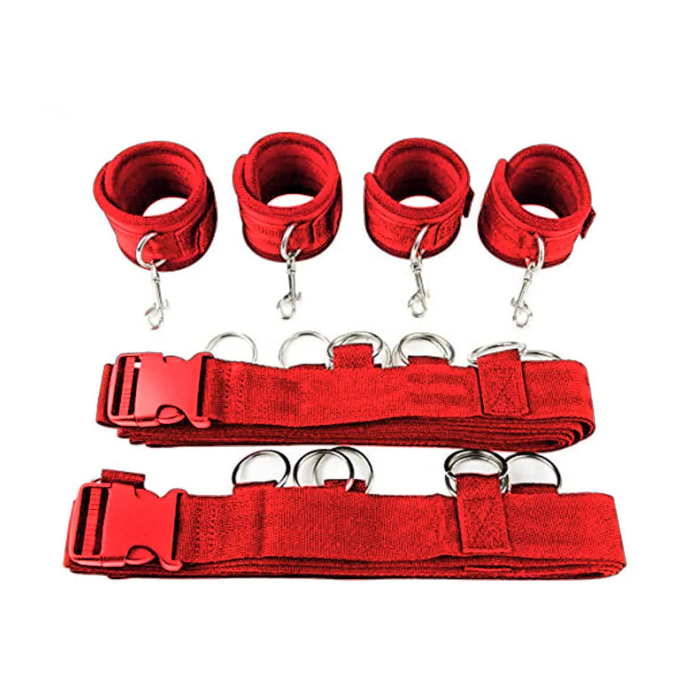 KinkLab BDSM Restraint Set - Open Leg Handcuffs & Ankle Cuffs for Ultimate Couples' Play