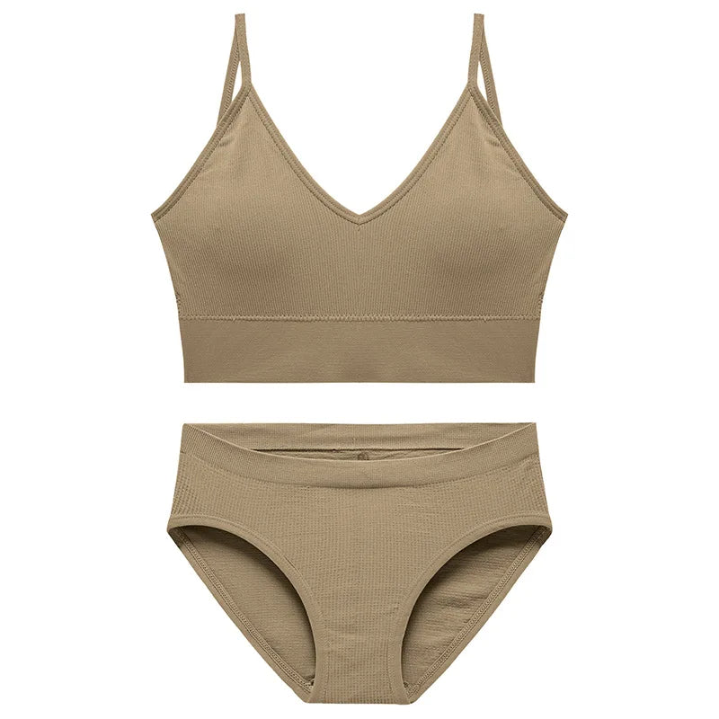 Sexy Seamless Backless Cotton Bra and Panty Set