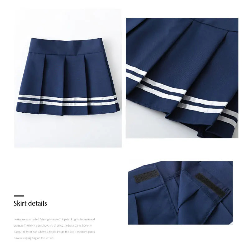 Erotic Cosplay Sailor Uniform Top and Skirt with matching stockings