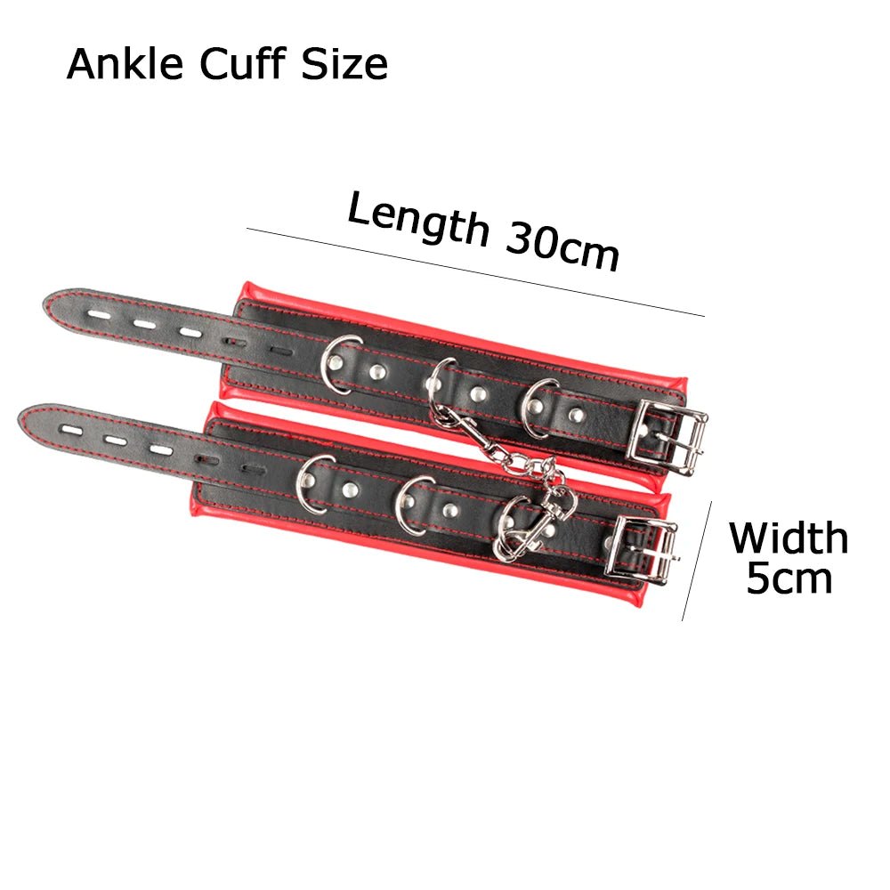 Soft Sponge Lining Hand Cuff Ankle Cuff BDSM Bondage Kinky Wirst Cuff Slave Restraints Fetish Shackles With Chain Adult Game Toy