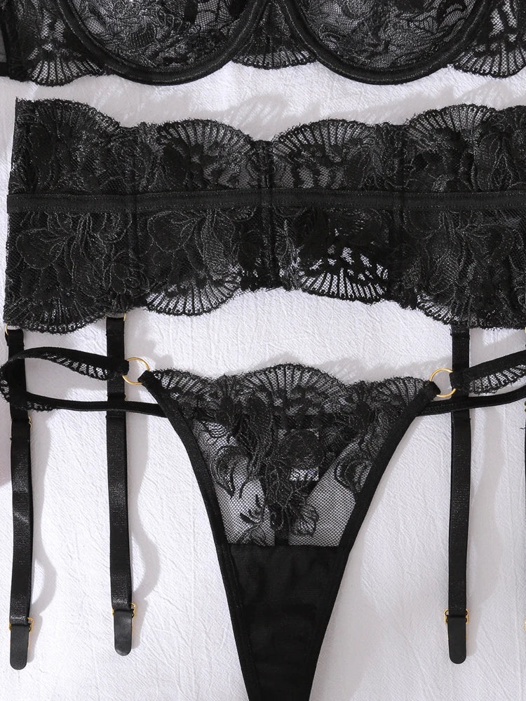 Sexy Women's Underwear Set Push Bra + Thong Panties