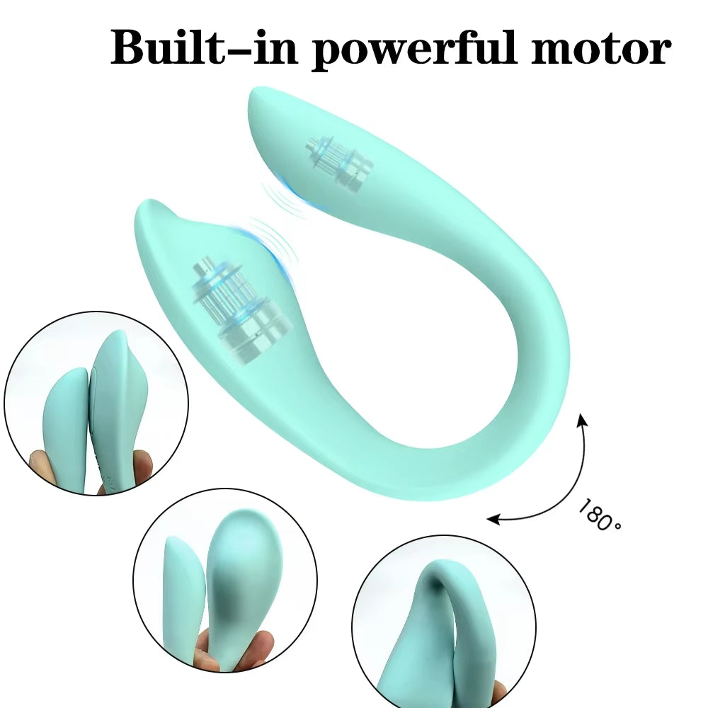 Wireless Remote Control U-Shape Dildo Vibrator - Dual Motors & Clitoral Stimulator, Wearable Sex Toy...