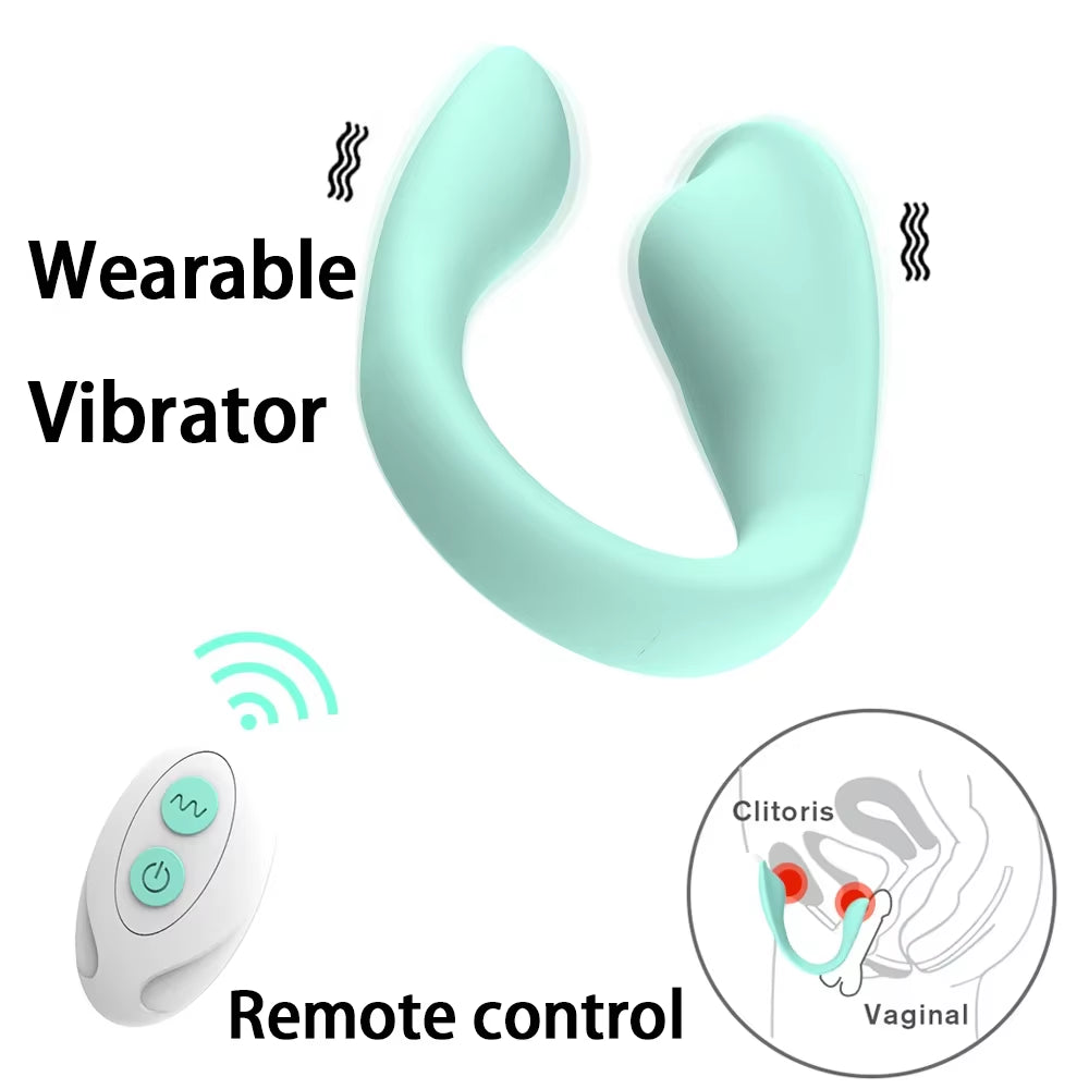 Wireless Remote Control U-Shape Dildo Vibrator - Dual Motors & Clitoral Stimulator, Wearable Sex Toy...