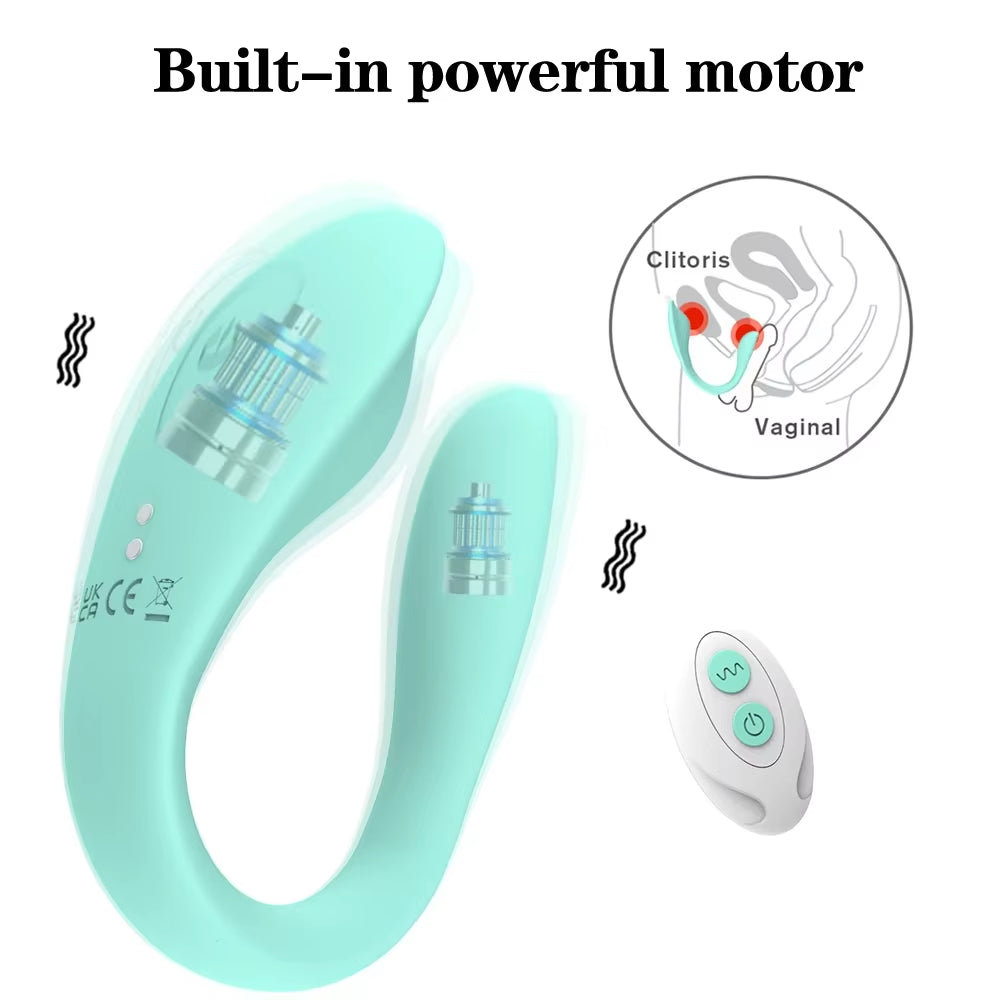 Wireless Remote Control U-Shape Dildo Vibrator - Dual Motors & Clitoral Stimulator, Wearable Sex Toy...