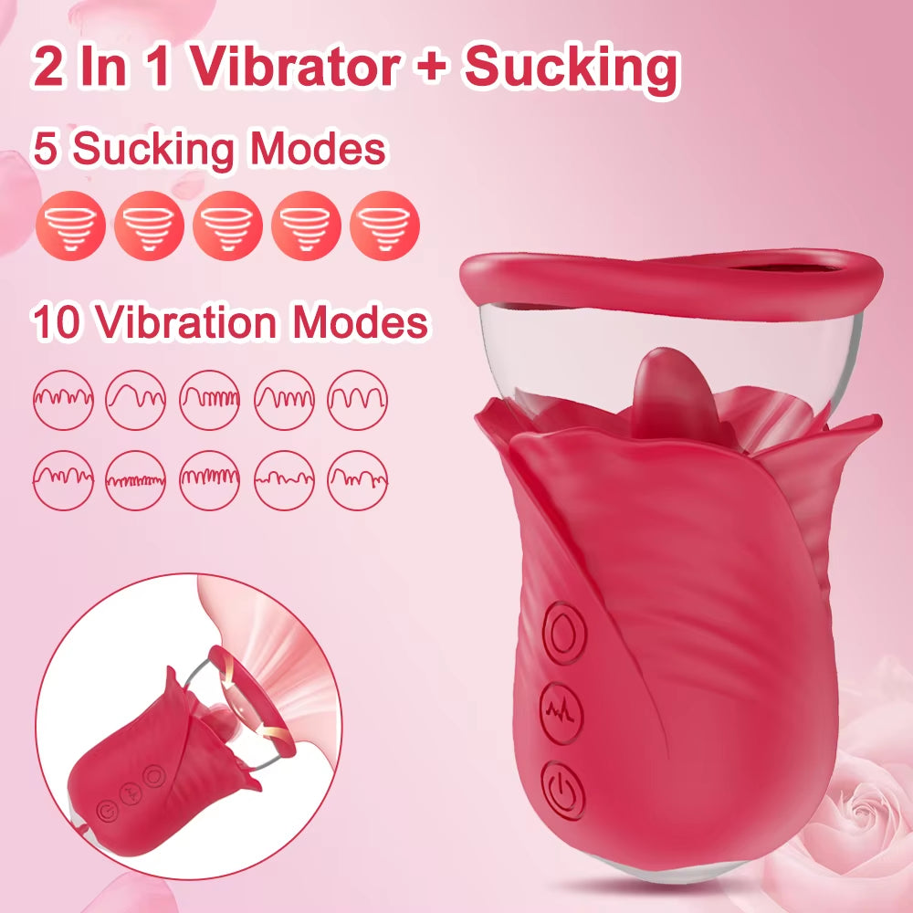Vibrator Adult Sex Toys for Women Sucking Vibrator Rose-Sex Toy Tongue Vibrating Adult Sex Toys Remo...
