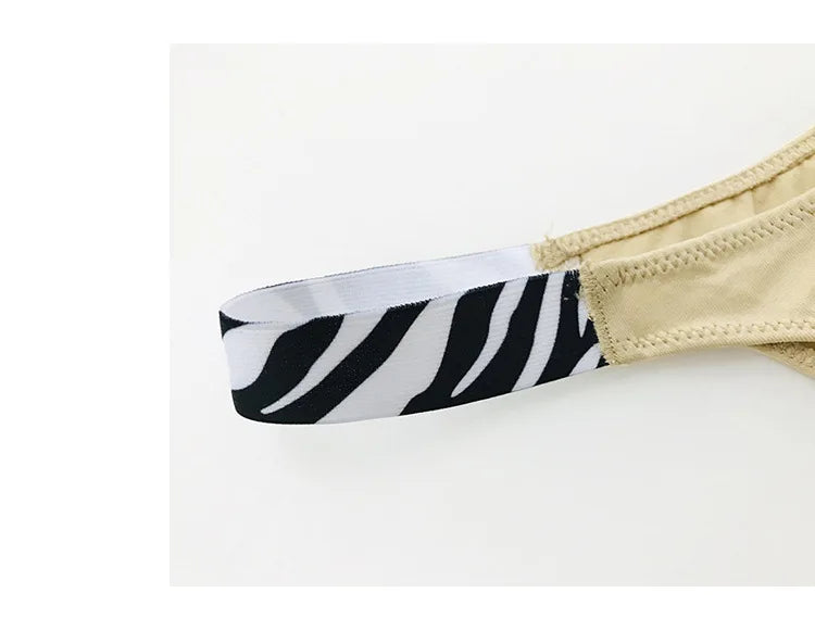 European New Solid Color Panties Zebra G-String Low Waist Seamless Underpants