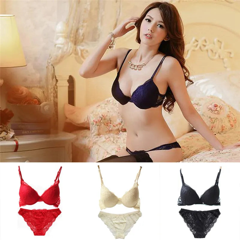 Newest Women's Push Up Embroidery Sexy Lace Floral Bra Sets Panties Underwear 5 Colors