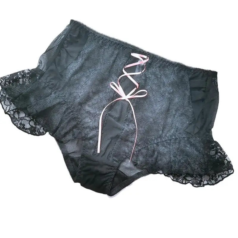Japanese Style Plus Size Female White Panties Sweet Cross Bow Girl's Lingerie Kawaii Underwear Palace Ruffles Lace Briefs 6XL