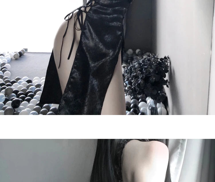 Hot Sexy Lingerie High Split Dress Cheongsam Pajamas Women Role-playing Uniform Baby Dolls Exotic Apparel Cosplay Costumes