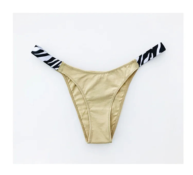 European New Solid Color Panties Zebra G-String Low Waist Seamless Underpants