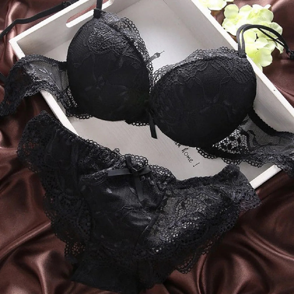 Newest Women's Push Up Embroidery Sexy Lace Floral Bra Sets Panties Underwear 5 Colors