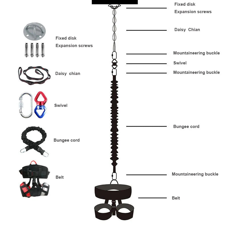 Bungee Fitness Set Yoga Bungee Cord Rope Resistance Air Dance Rope Exercise Fitness Home Gym Professional Training Equipment