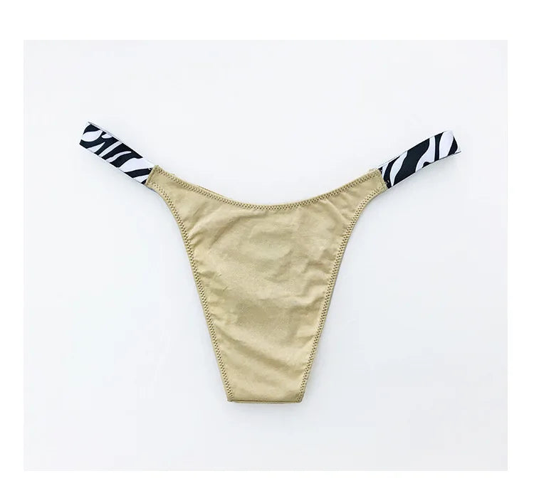 European New Solid Color Panties Zebra G-String Low Waist Seamless Underpants
