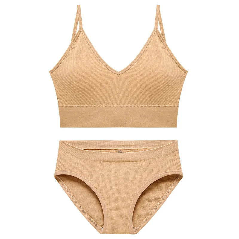 Sexy Seamless Backless Cotton Bra and Panty Set