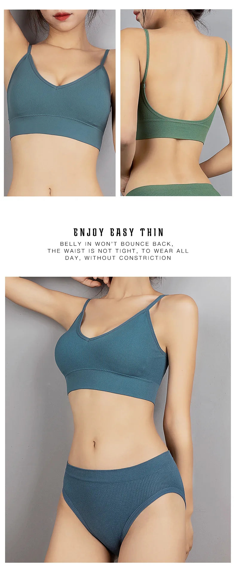 Sexy Seamless Backless Cotton Bra and Panty Set