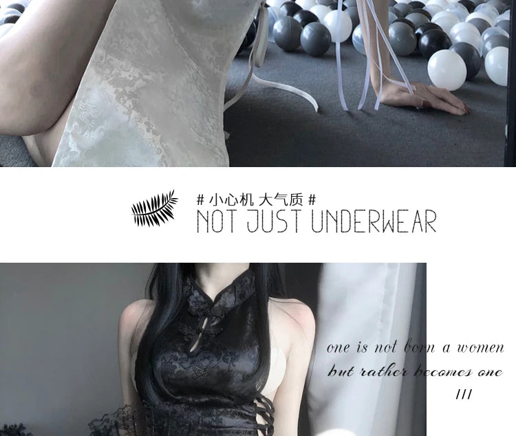 Hot Sexy Lingerie High Split Dress Cheongsam Pajamas Women Role-playing Uniform Baby Dolls Exotic Apparel Cosplay Costumes