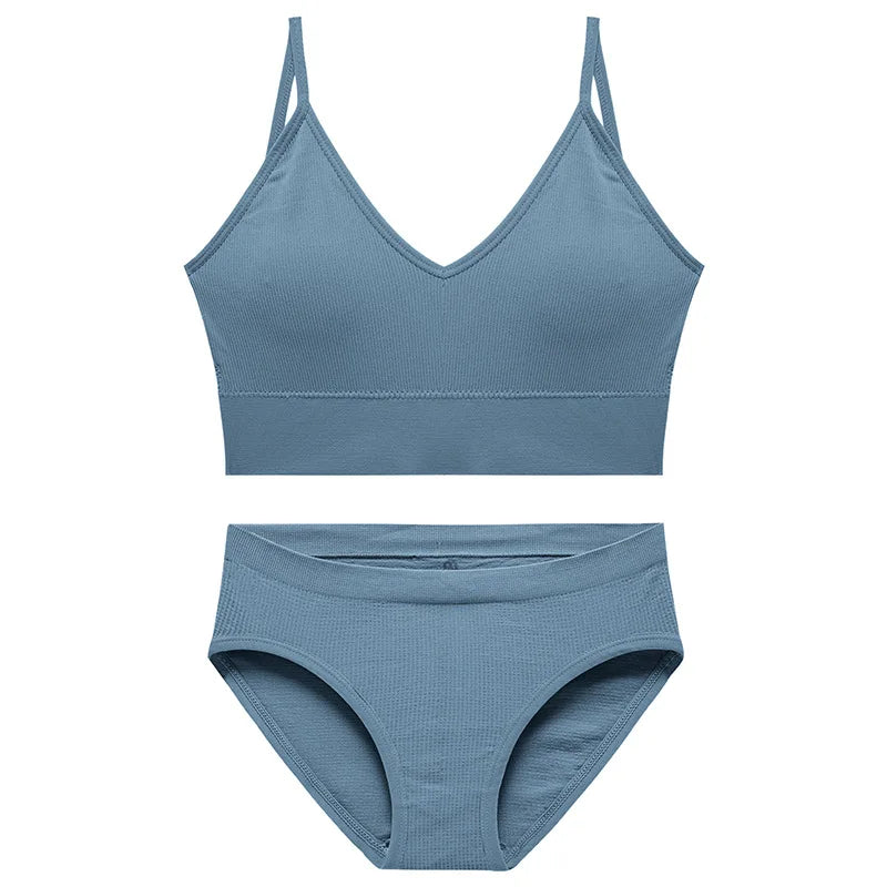 Sexy Seamless Backless Cotton Bra and Panty Set