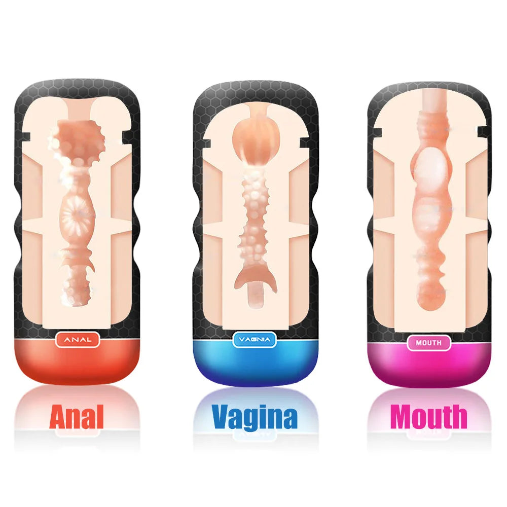 Male Masturbation Cup Oral Sex Silicone Soft Artificial Pussy Sex Toys For Men Penis Pump Realistic Vagina Anal Mouth