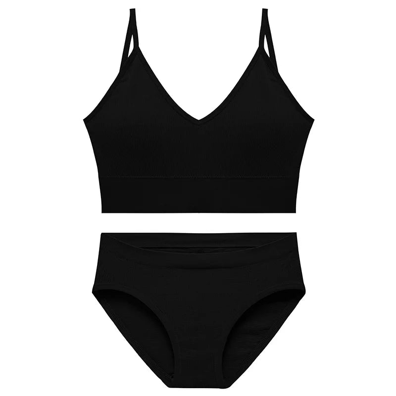 Sexy Seamless Backless Cotton Bra and Panty Set