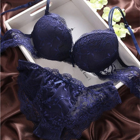 Newest Women's Push Up Embroidery Sexy Lace Floral Bra Sets Panties Underwear 5 Colors