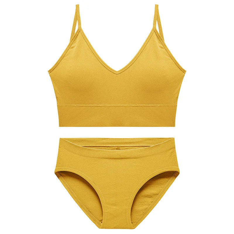Sexy Seamless Backless Cotton Bra and Panty Set