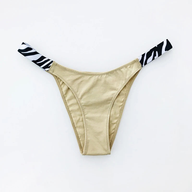 European New Solid Color Panties Zebra G-String Low Waist Seamless Underpants