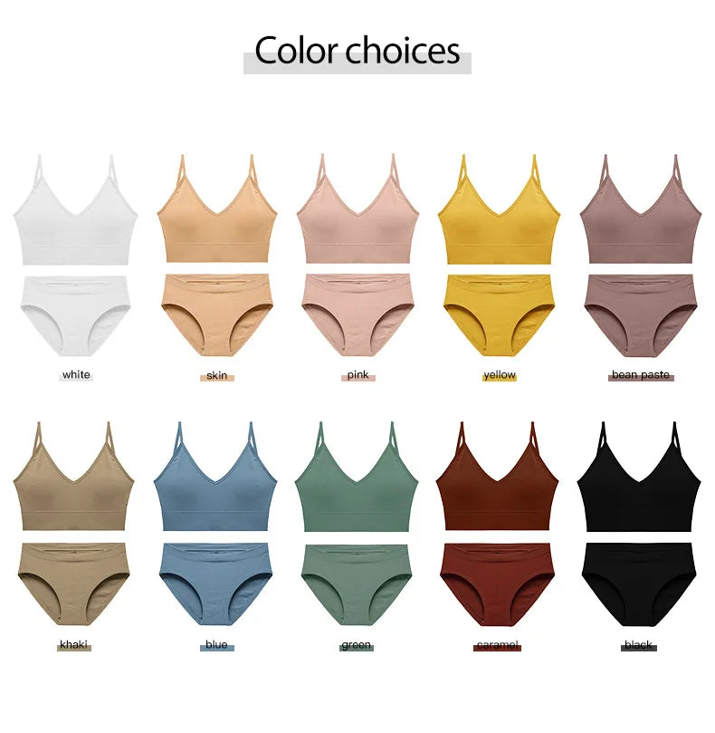 Sexy Seamless Backless Cotton Bra and Panty Set