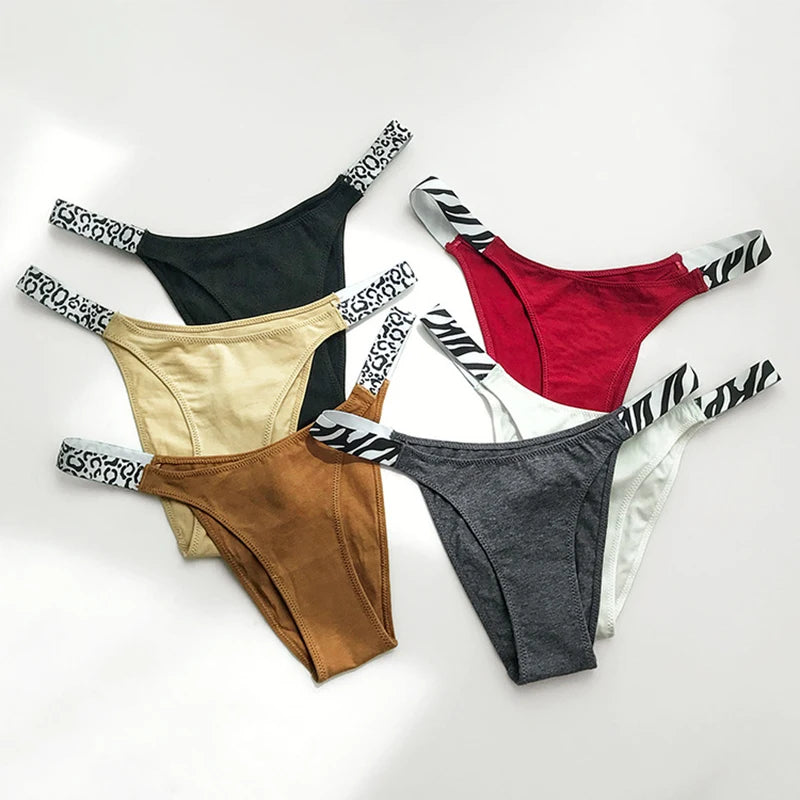 European New Solid Color Panties Zebra G-String Low Waist Seamless Underpants