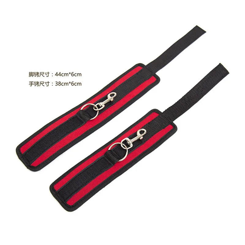 Restraint Set BDSM Bondage Handcuffs & Ankle Cuffs Slave On The Bed Open Leg Flirt Sex Toys For Women Couples Erotic No Vibrator