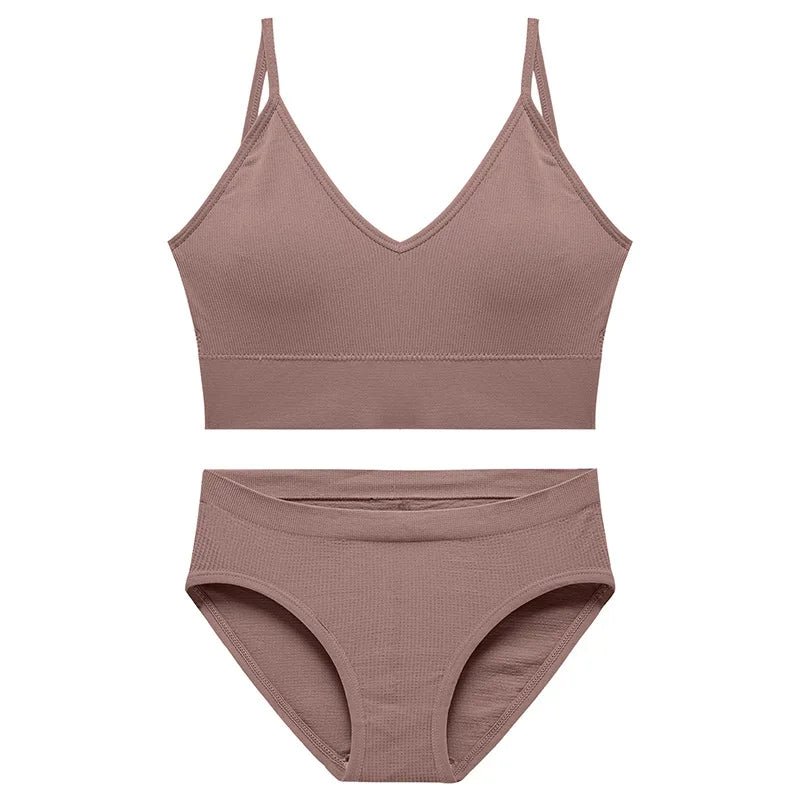 Sexy Seamless Backless Cotton Bra and Panty Set