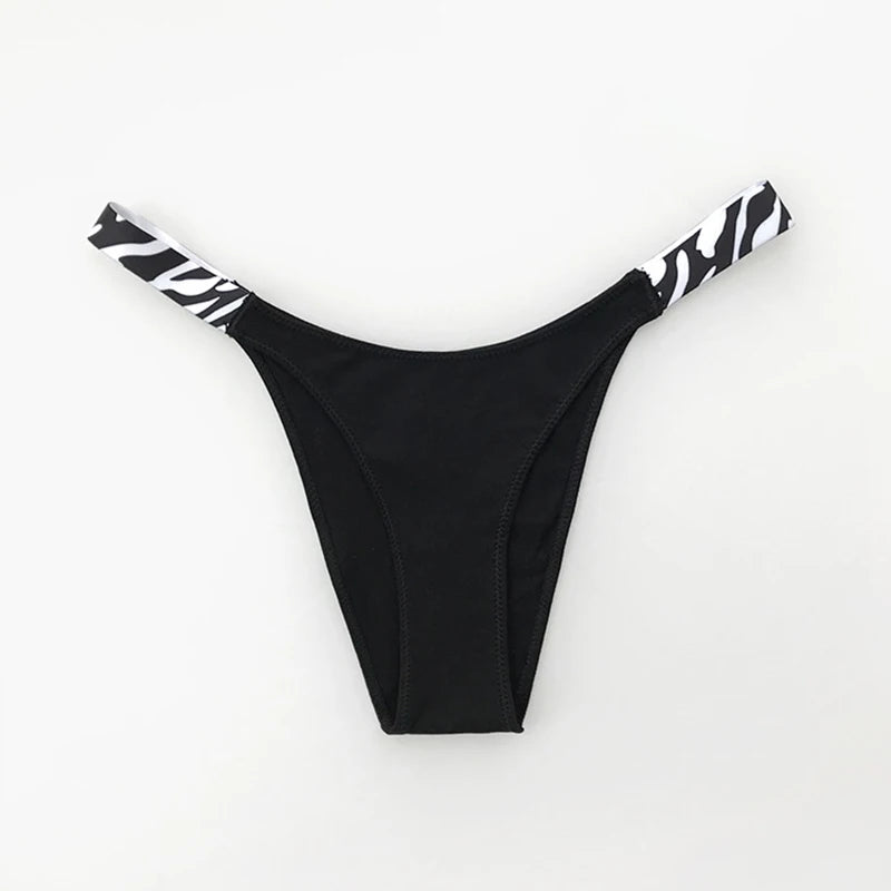 European New Solid Color Panties Zebra G-String Low Waist Seamless Underpants