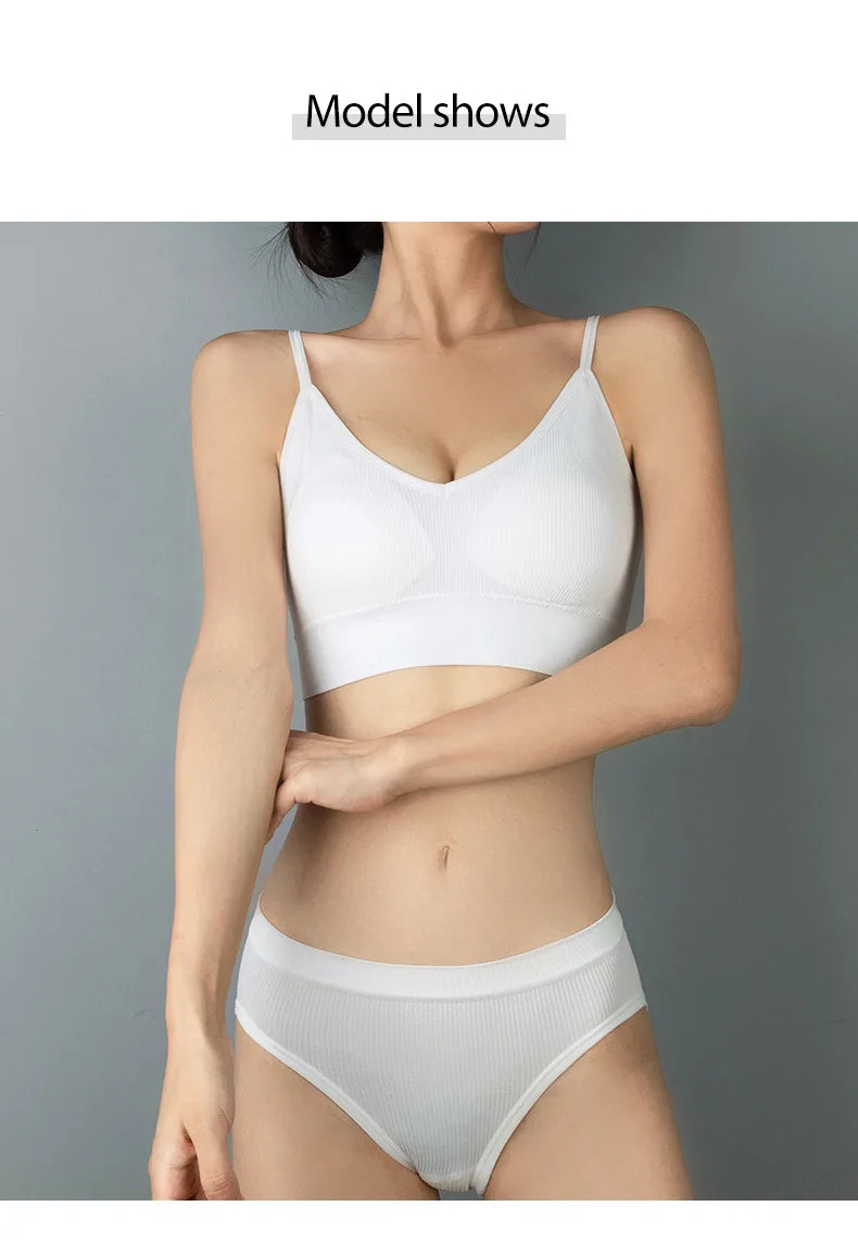 Sexy Seamless Backless Cotton Bra and Panty Set