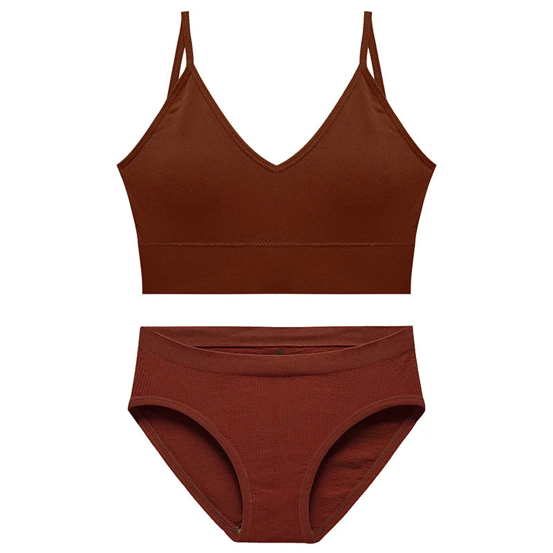 Sexy Seamless Backless Cotton Bra and Panty Set