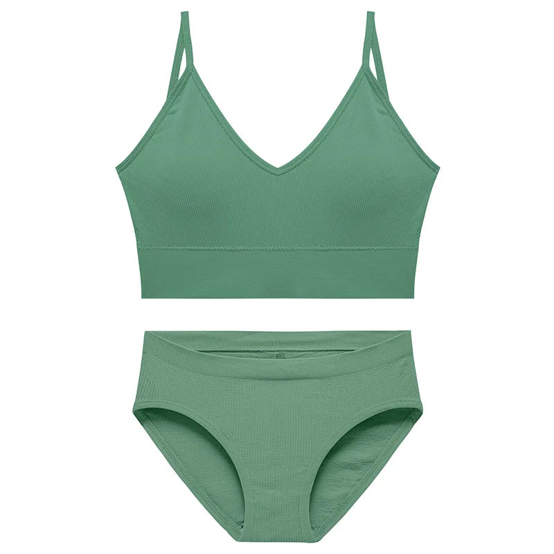 Sexy Seamless Backless Cotton Bra and Panty Set
