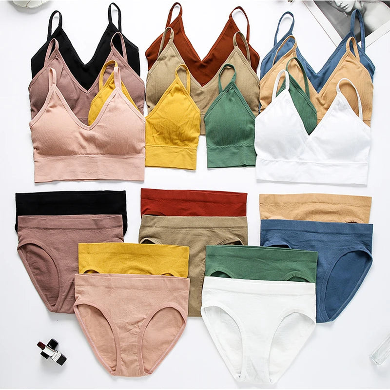 Sexy Seamless Backless Cotton Bra and Panty Set