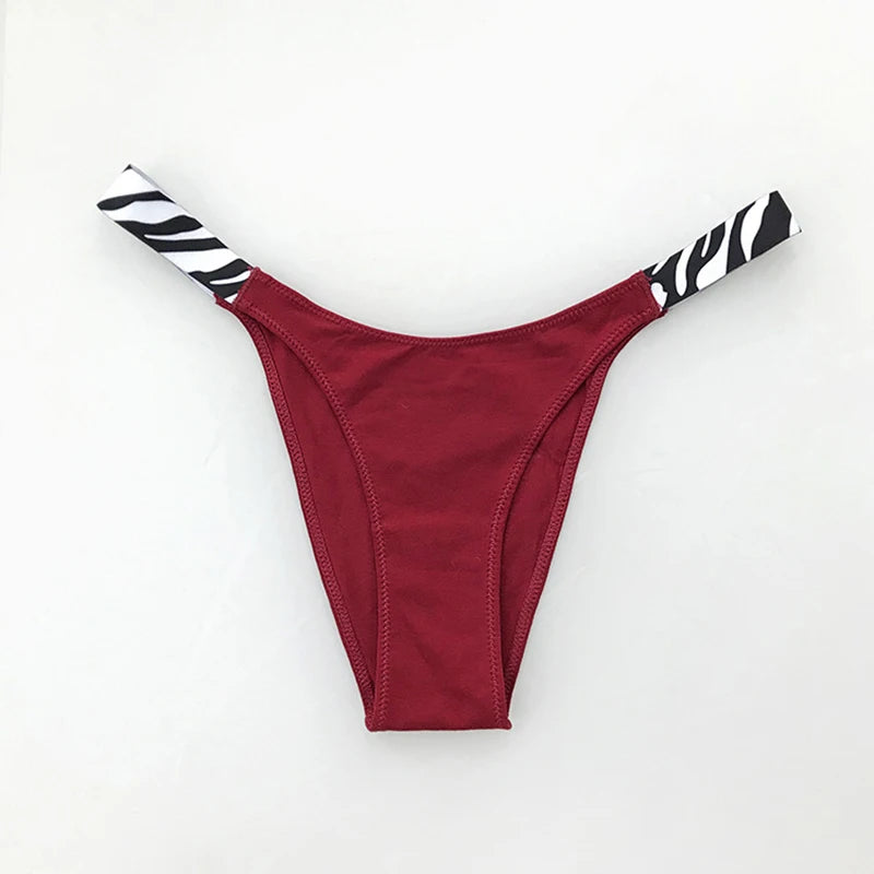 European New Solid Color Panties Zebra G-String Low Waist Seamless Underpants