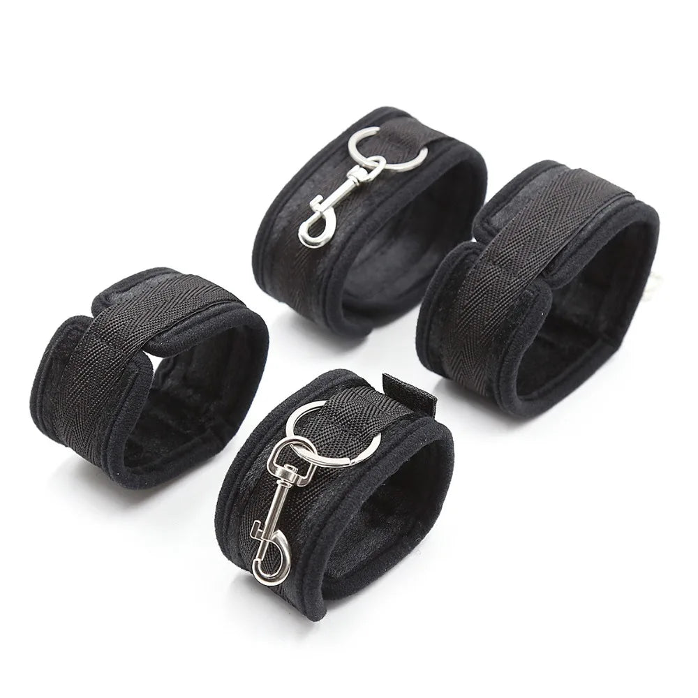 KinkLab BDSM Restraint Set - Open Leg Handcuffs & Ankle Cuffs for Ultimate Couples' Play