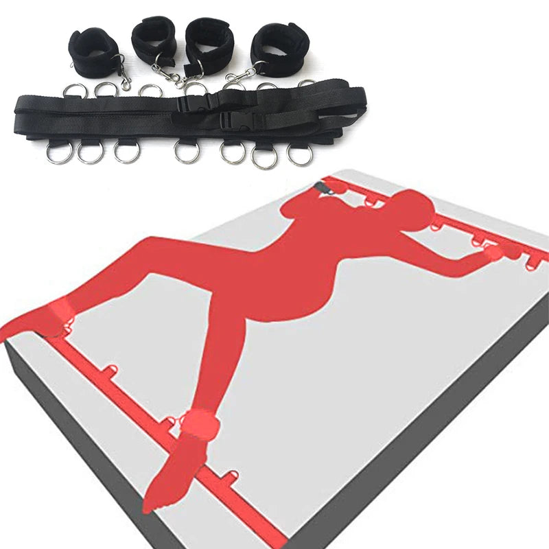 KinkLab BDSM Restraint Set - Open Leg Handcuffs & Ankle Cuffs for Ultimate Couples' Play