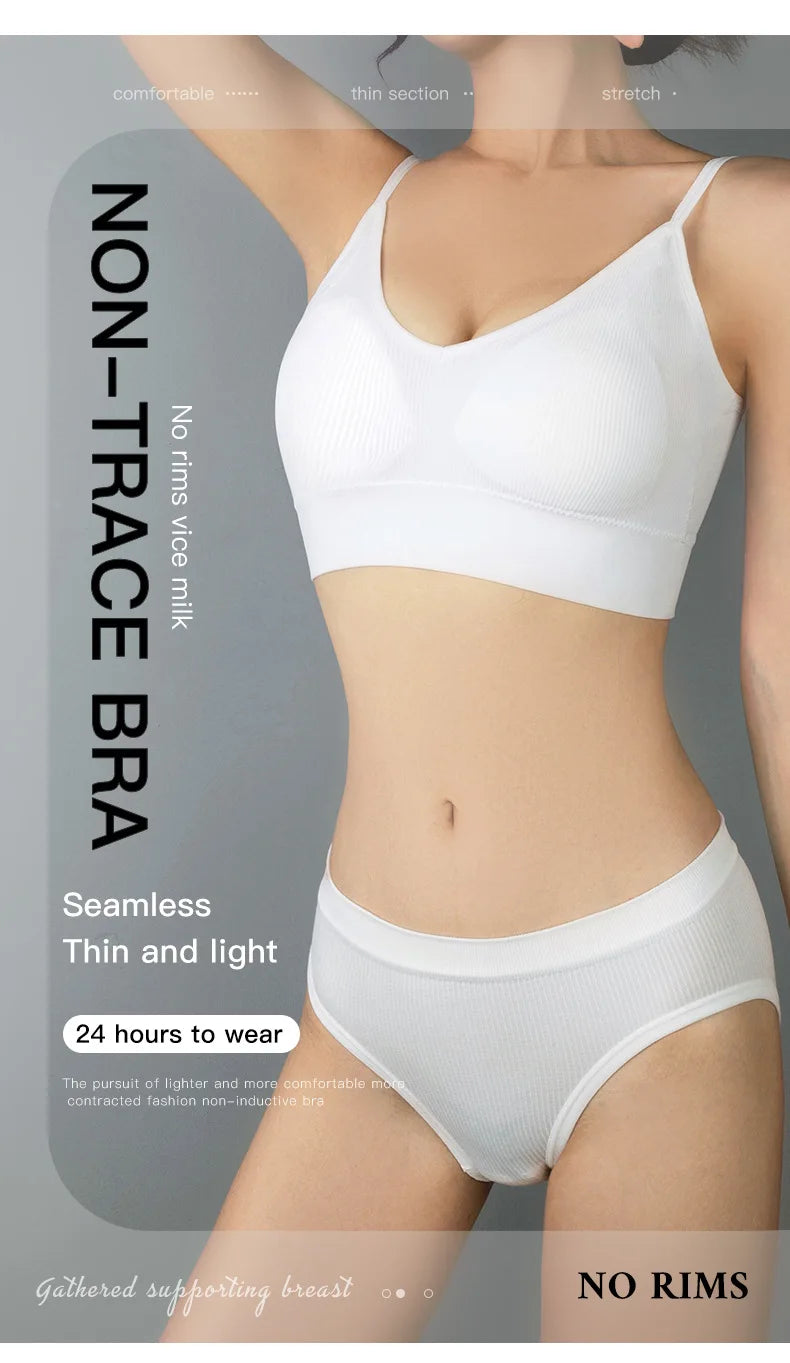 Sexy Seamless Backless Cotton Bra and Panty Set