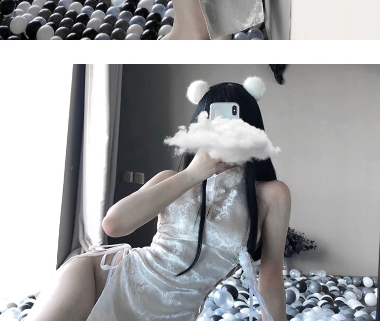 Hot Sexy Lingerie High Split Dress Cheongsam Pajamas Women Role-playing Uniform Baby Dolls Exotic Apparel Cosplay Costumes