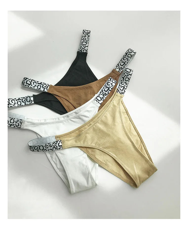 European New Solid Color Panties Zebra G-String Low Waist Seamless Underpants