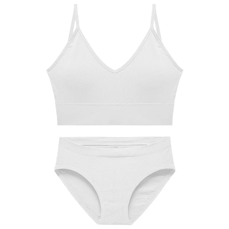 Sexy Seamless Backless Cotton Bra and Panty Set