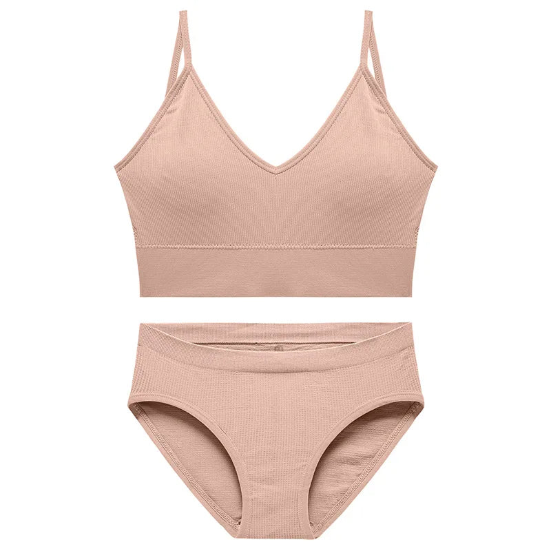 Sexy Seamless Backless Cotton Bra and Panty Set