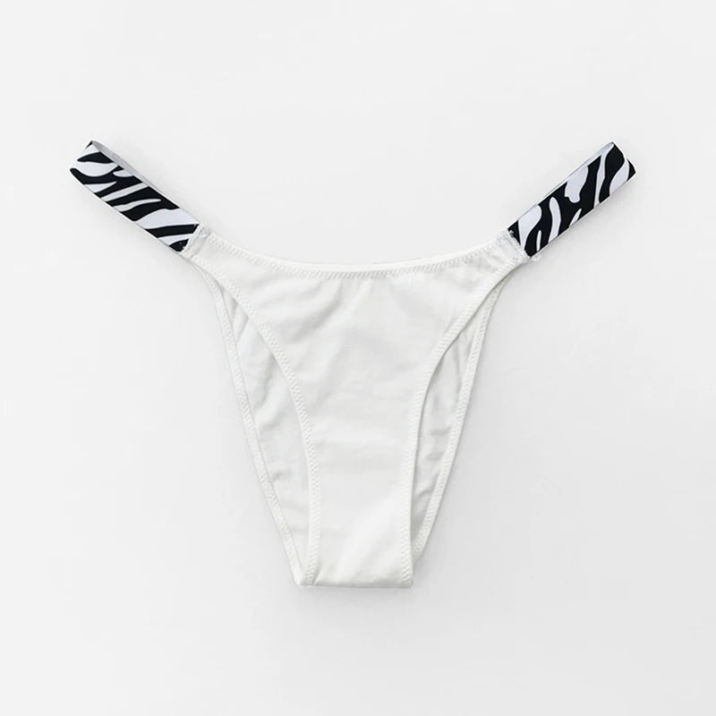 European New Solid Color Panties Zebra G-String Low Waist Seamless Underpants