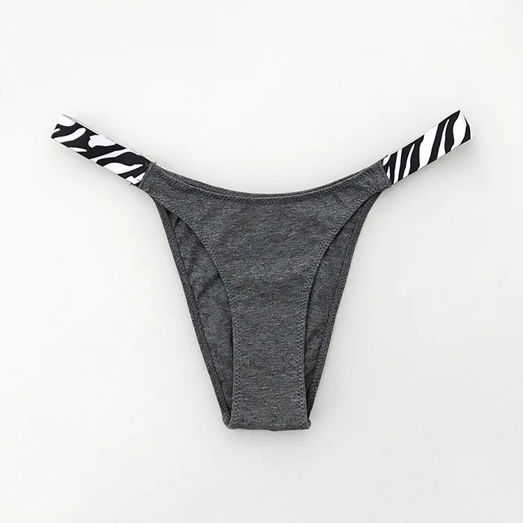European New Solid Color Panties Zebra G-String Low Waist Seamless Underpants
