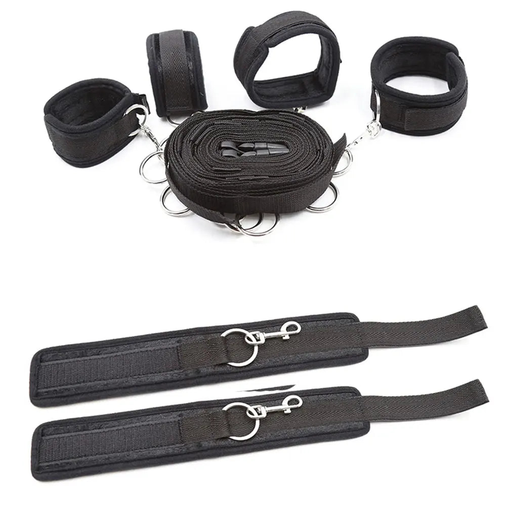 KinkLab BDSM Restraint Set - Open Leg Handcuffs & Ankle Cuffs for Ultimate Couples' Play