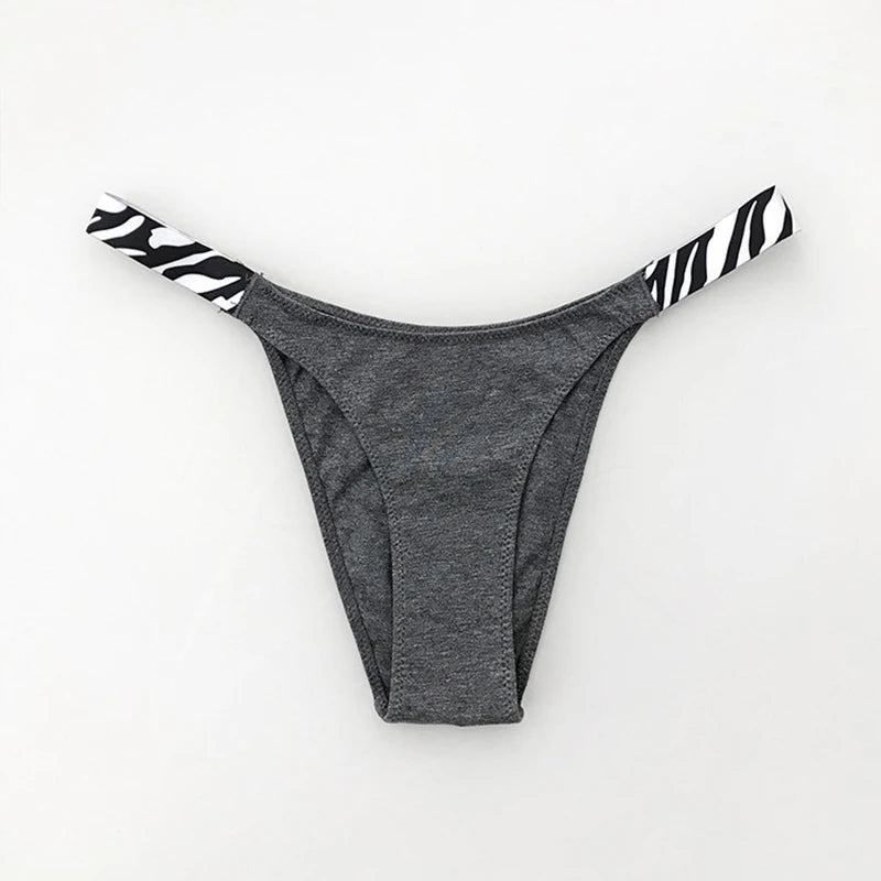 European New Solid Color Panties Zebra G-String Low Waist Seamless Underpants