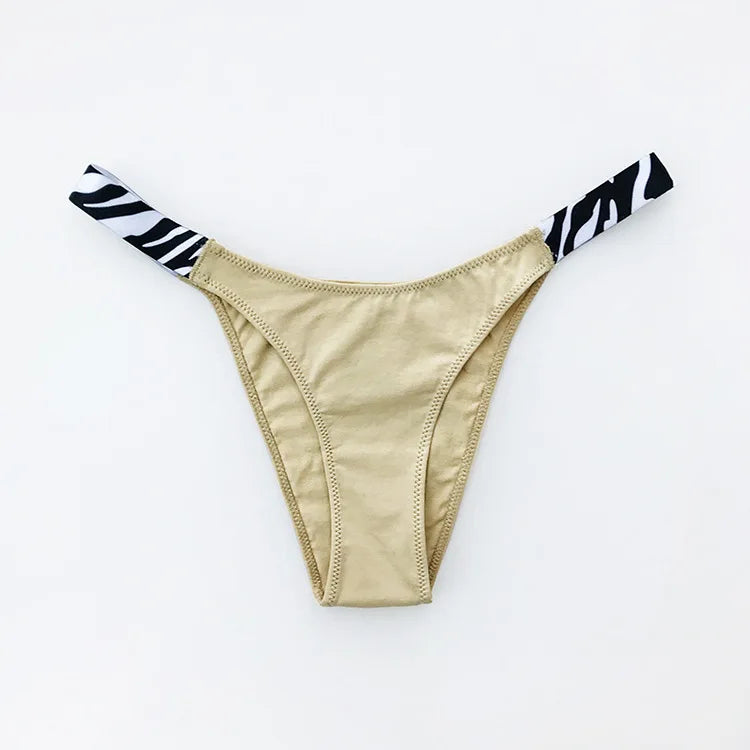 European New Solid Color Panties Zebra G-String Low Waist Seamless Underpants