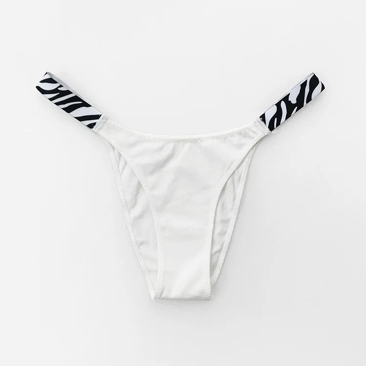 European New Solid Color Panties Zebra G-String Low Waist Seamless Underpants